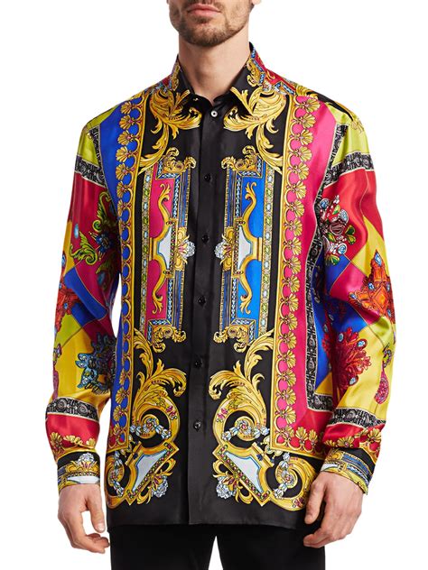 mens versace silk print shirts|versace shirt men's price.